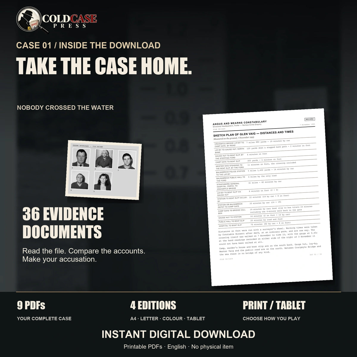 Nobody Crossed the Water — spoiler-free preview of the case materials