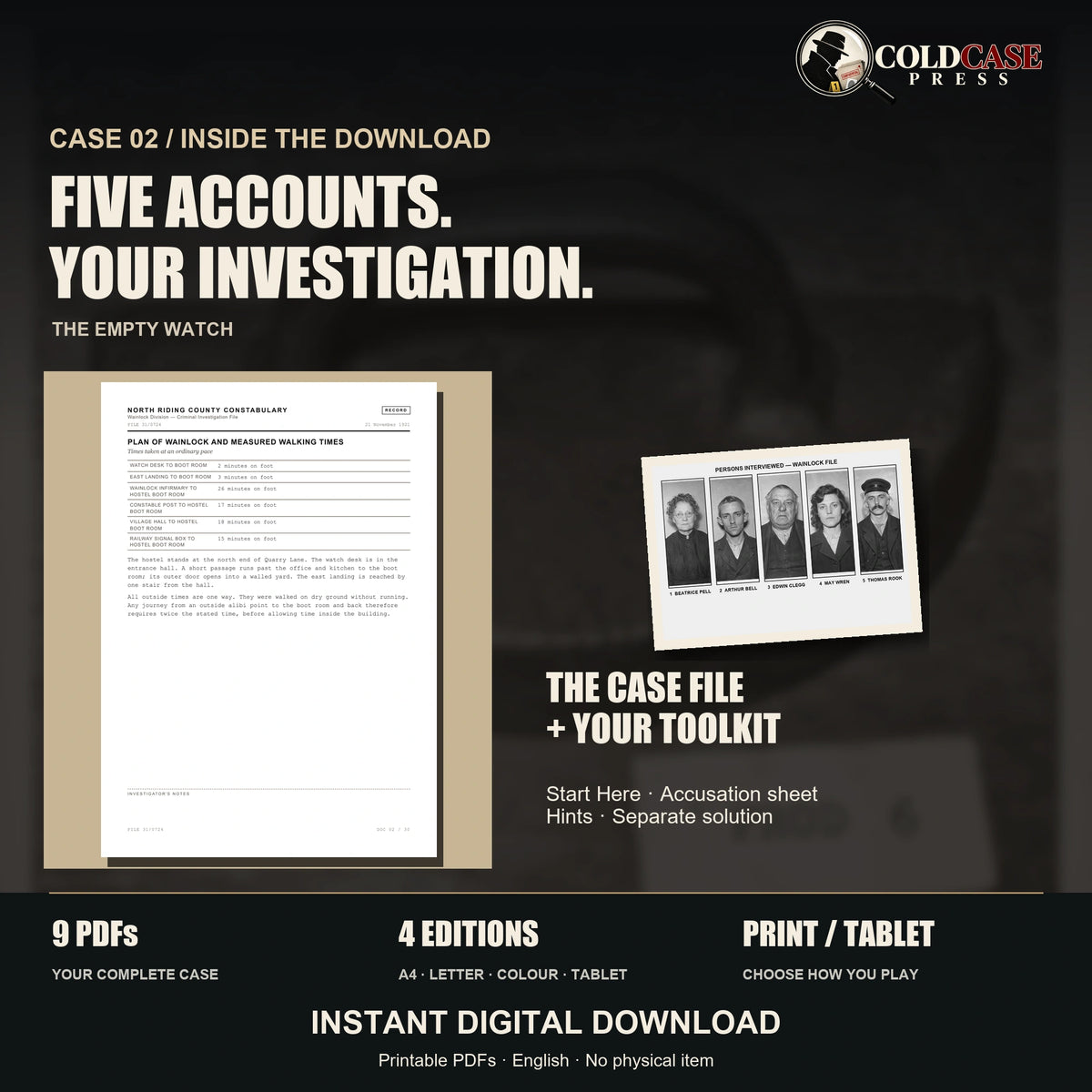 The Empty Watch — spoiler-free preview of the case materials