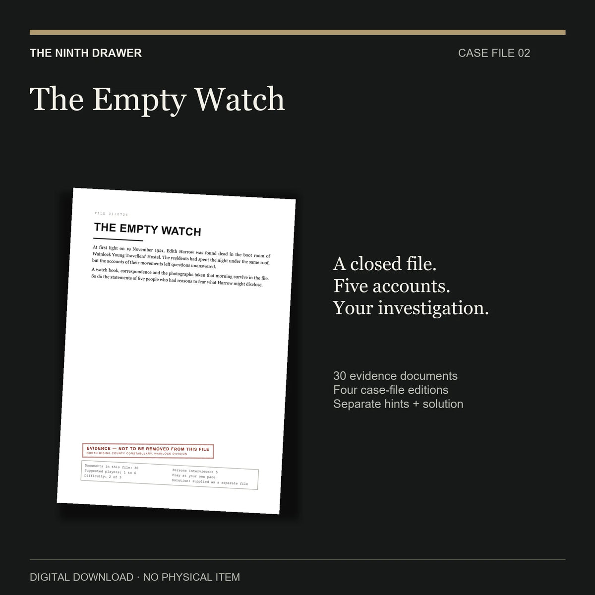 The Empty Watch — Case File 02: the real case file cover