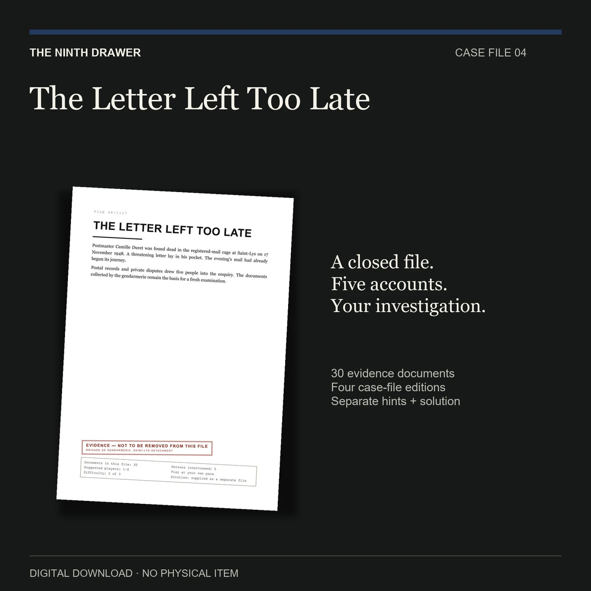 The Letter Left Too Late — Case File 04: the real case file cover