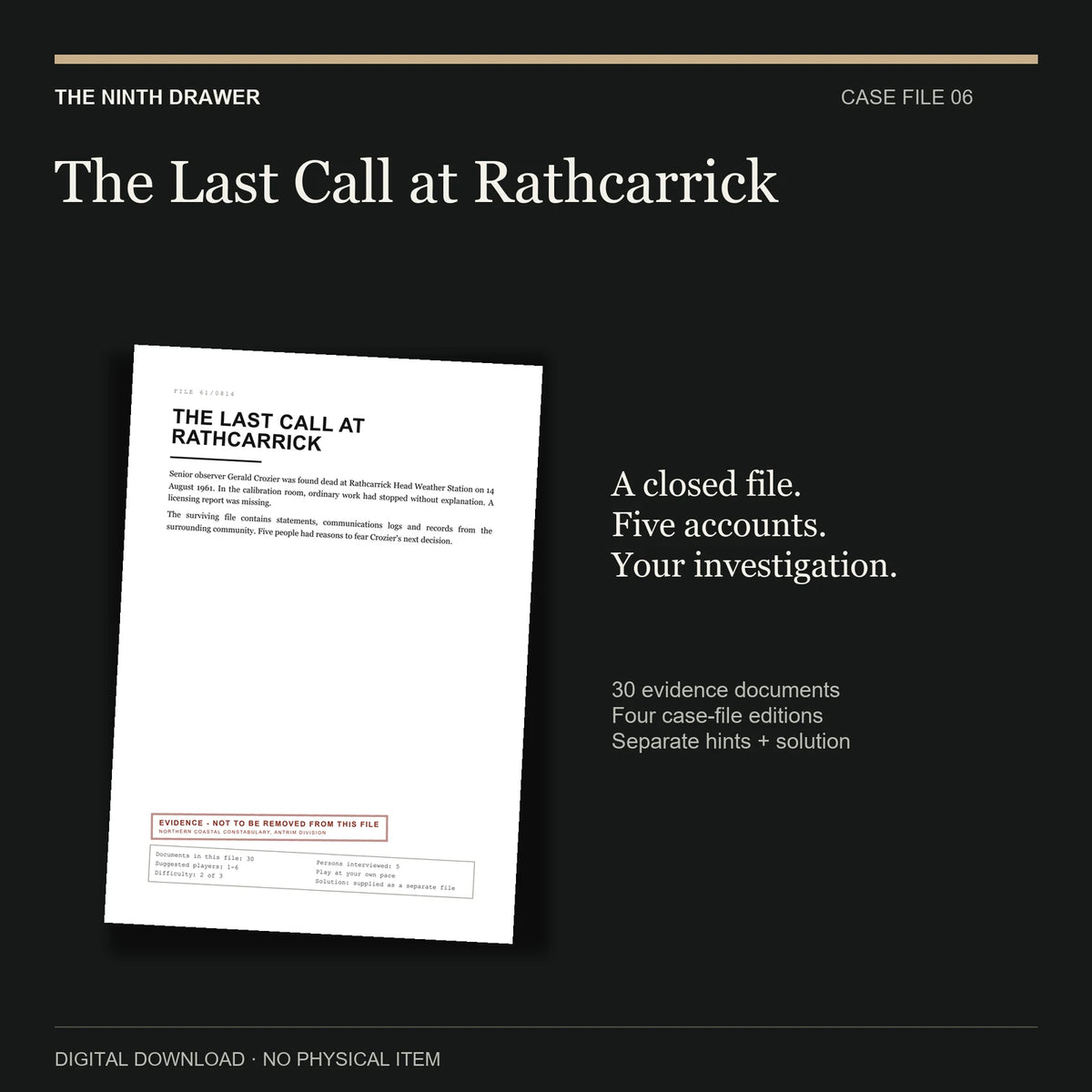 The Last Call at Rathcarrick — Case File 06: the real case file cover