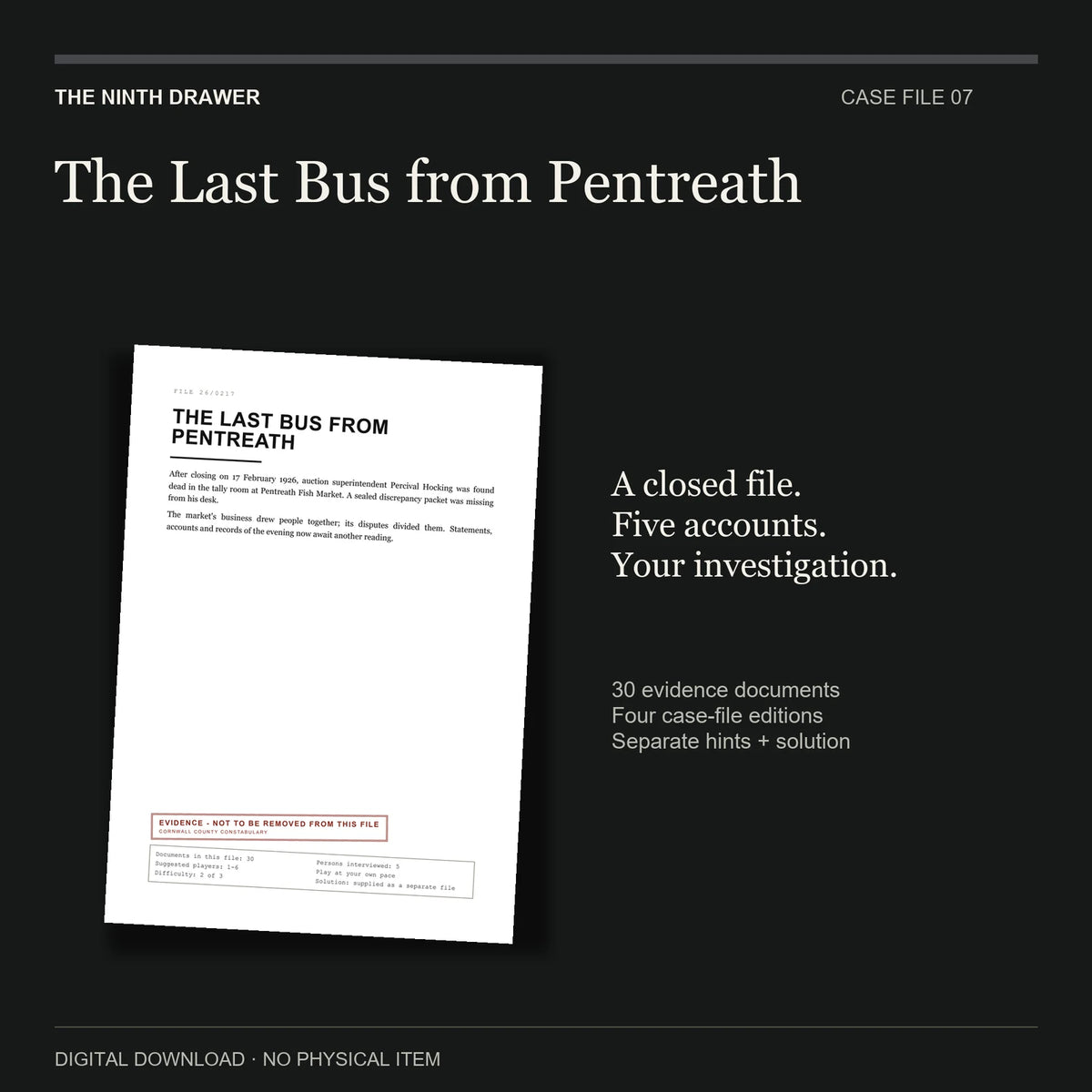 The Last Bus from Pentreath — Case File 07: the real case file cover