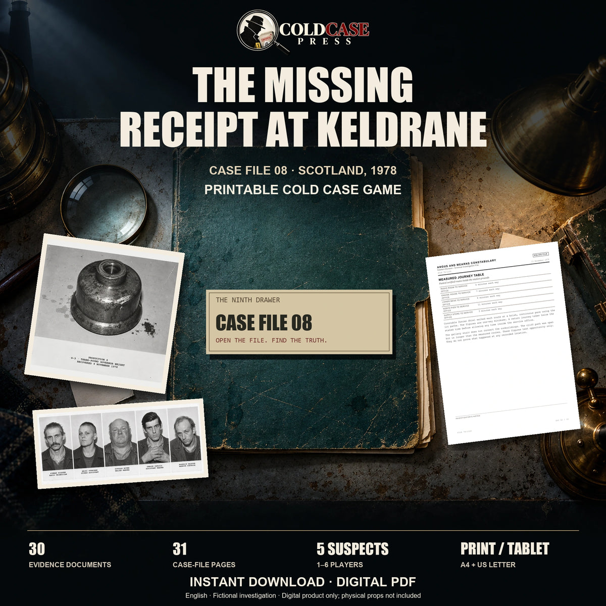 The Missing Receipt at Keldrane — Cold Case Press digital mystery cover