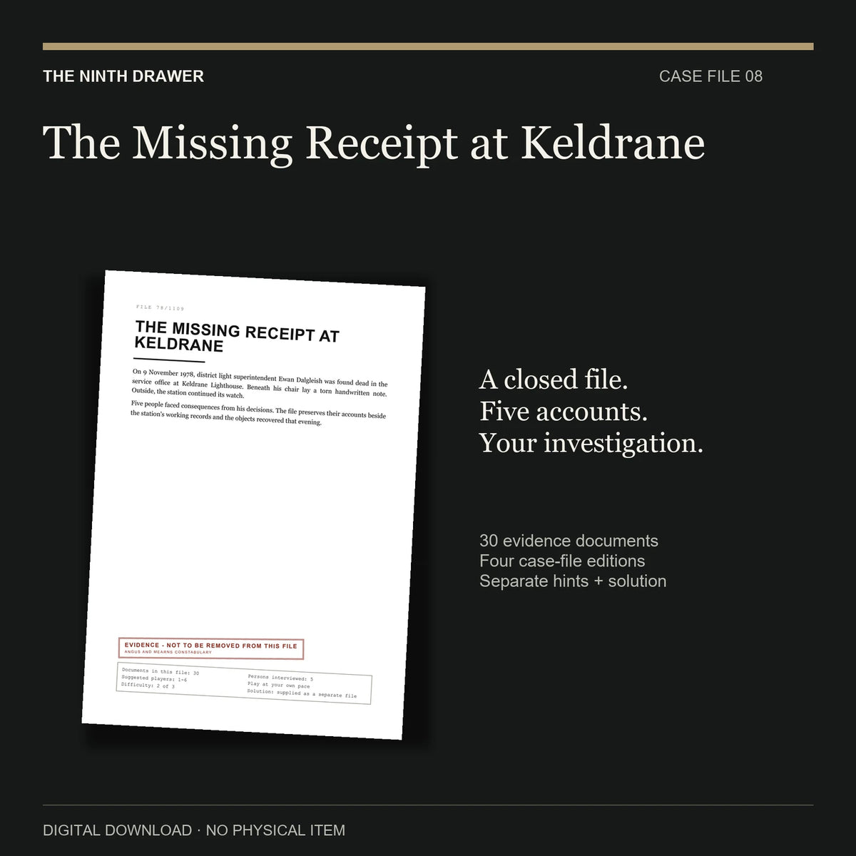 The Missing Receipt at Keldrane — Case File 08: the real case file cover