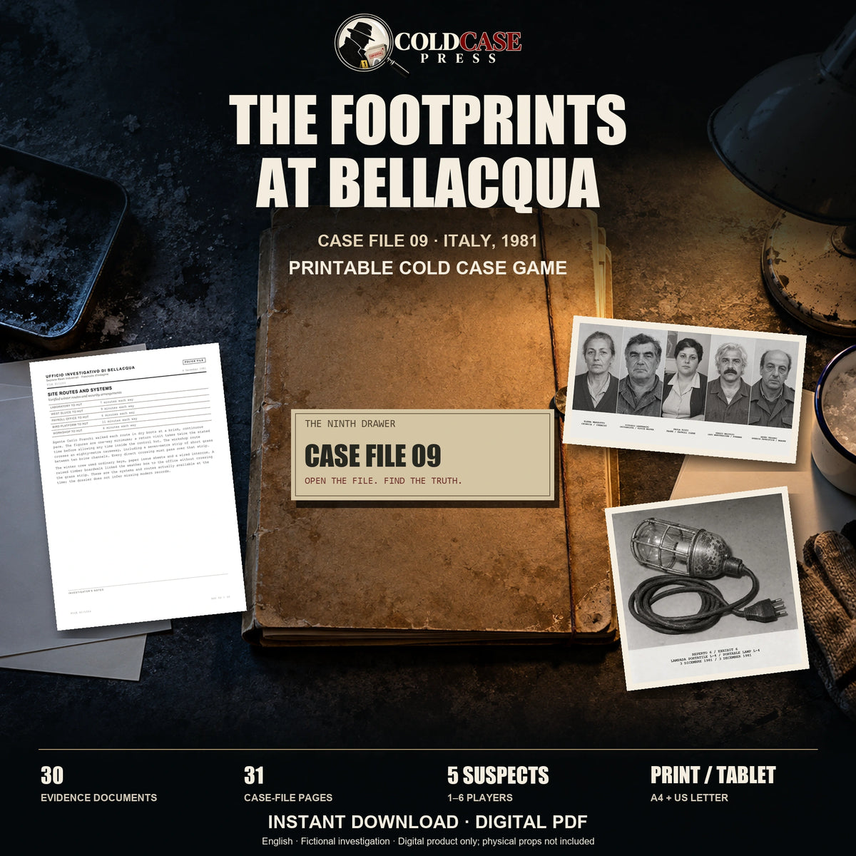 The Footprints at Bellacqua — Cold Case Press digital mystery cover