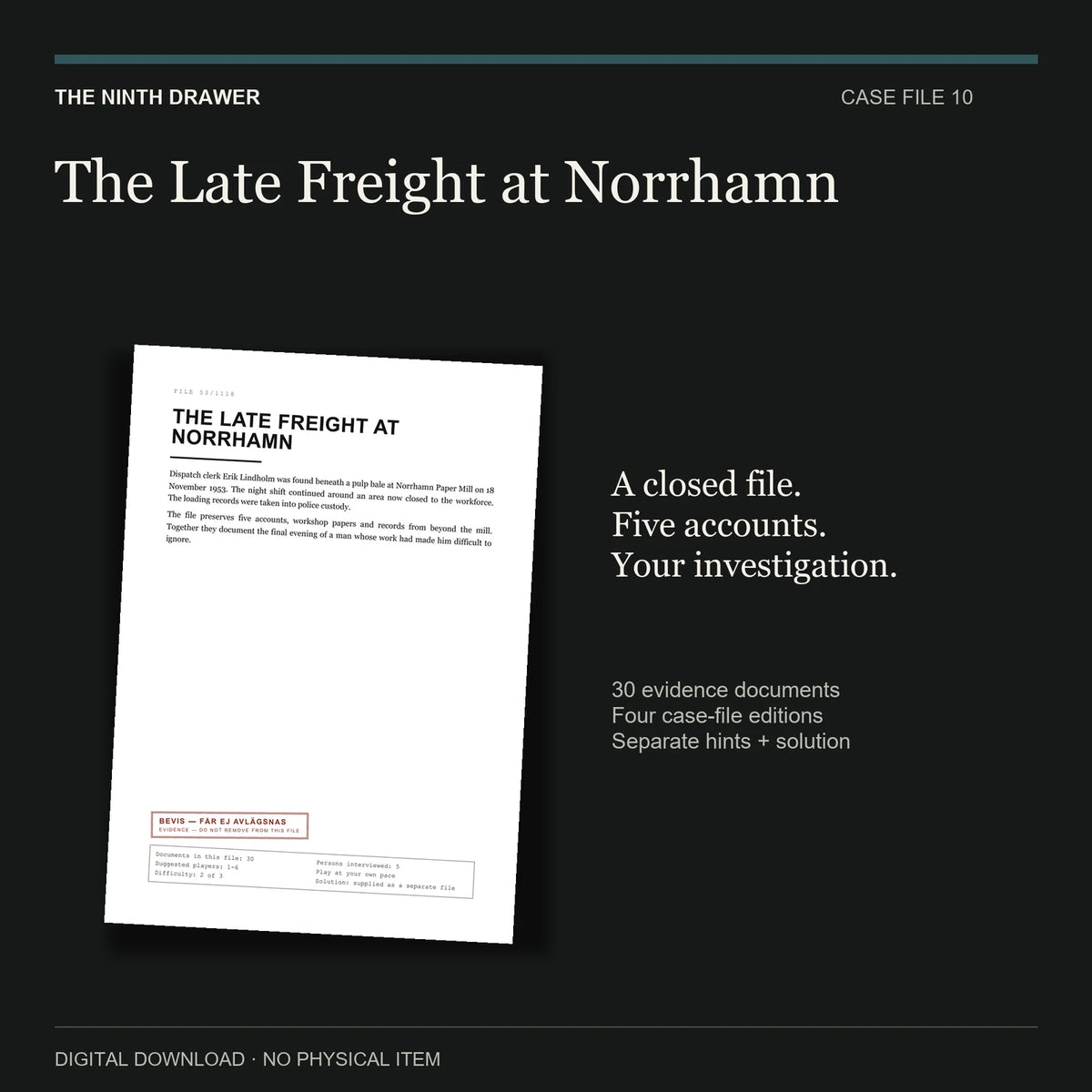 The Late Freight at Norrhamn — Case File 10: the real case file cover