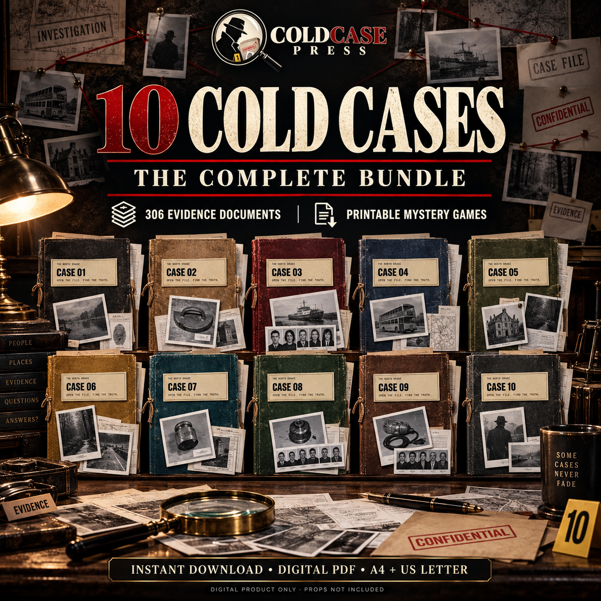 The Ninth Drawer complete bundle — ten printable cold case investigations